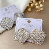 Pave zircon sqaure earrings