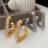 Pave zircon square earrings