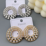 Pave zircon circle earrings
