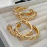 Pave chunky clover hoop