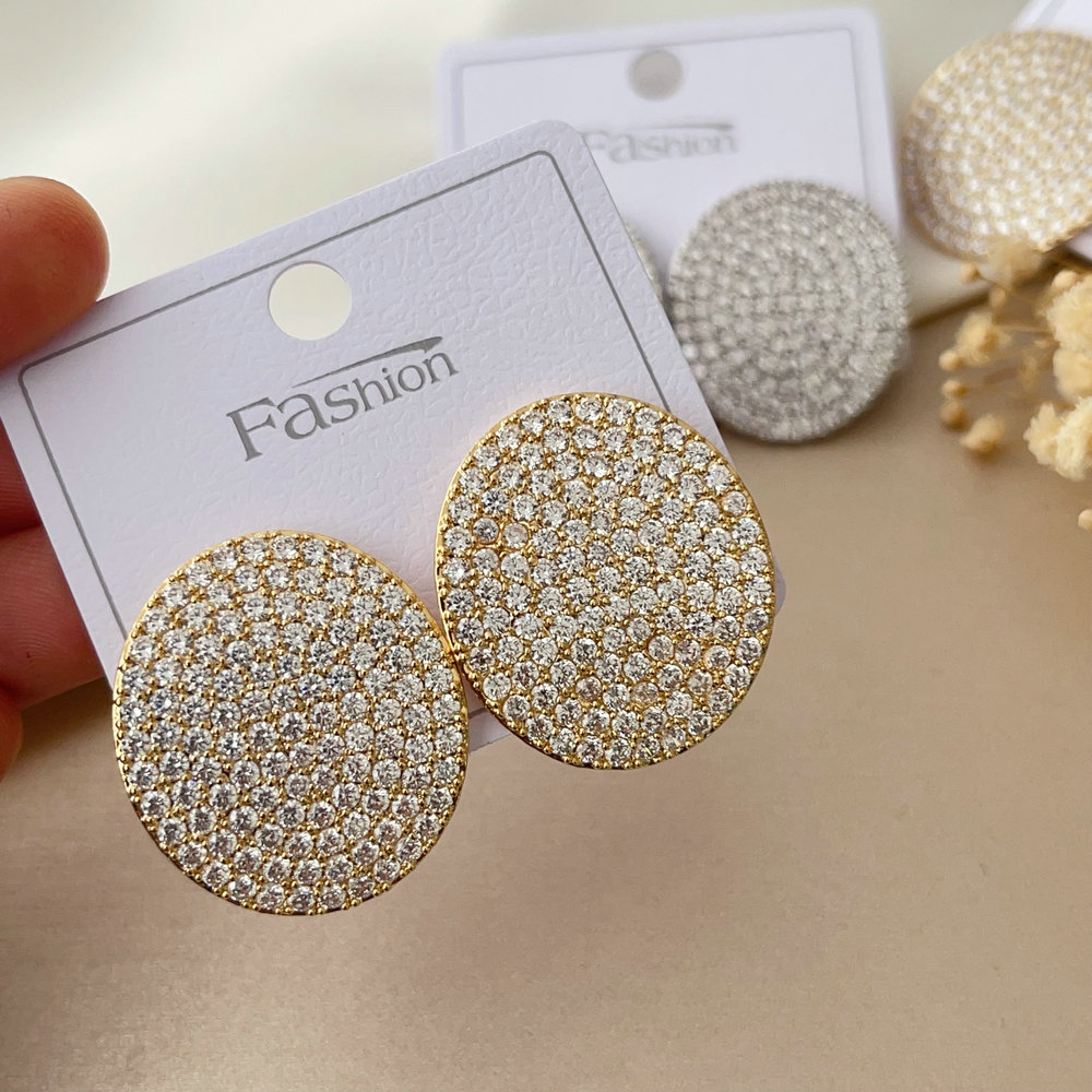 Pave zircon oval earrings