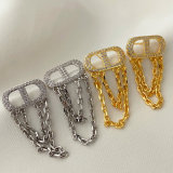 Pave cd chain tassel earrings