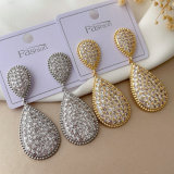 Pave zircon teardrop earrings
