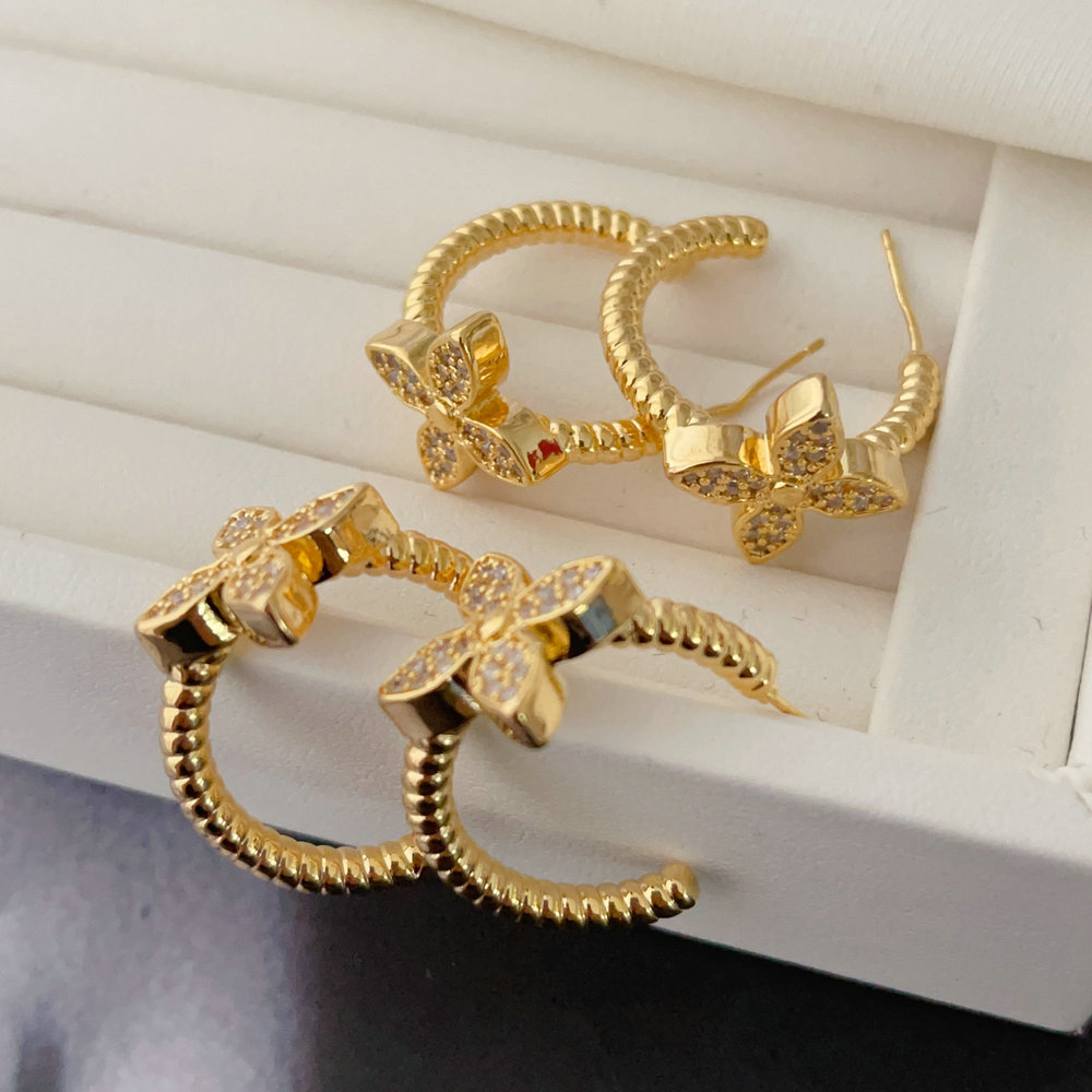 Pave clover earrings
