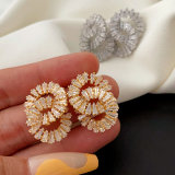 Pave zircon circle earrings