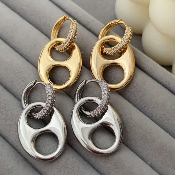 Pig nose charm earrings