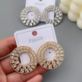 Pave zircon circle earrings