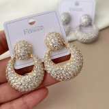 Pave zircon chunky circle earrings
