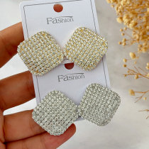 Pave zircon sqaure earrings