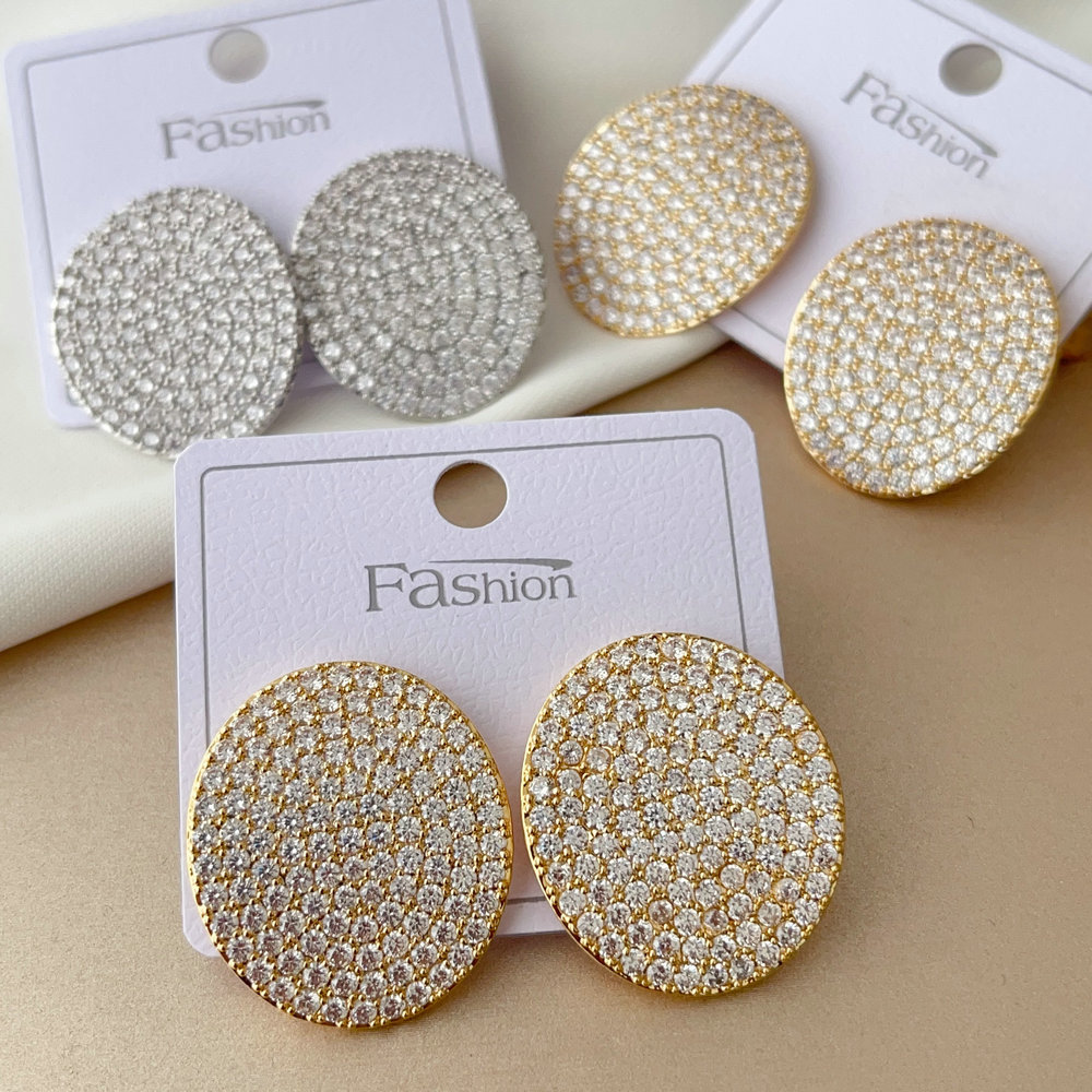 Pave zircon oval earrings