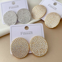 Pave zircon oval earrings