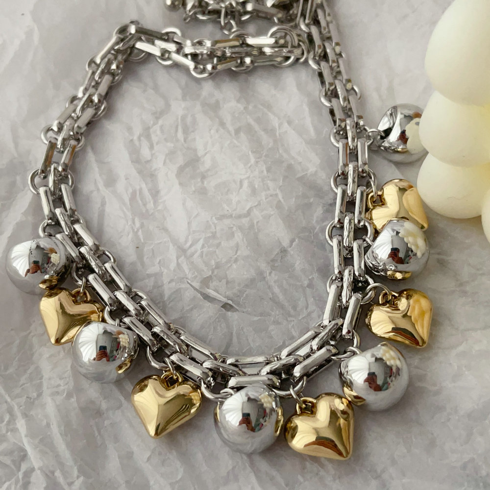 heart charm cuban chain necklace