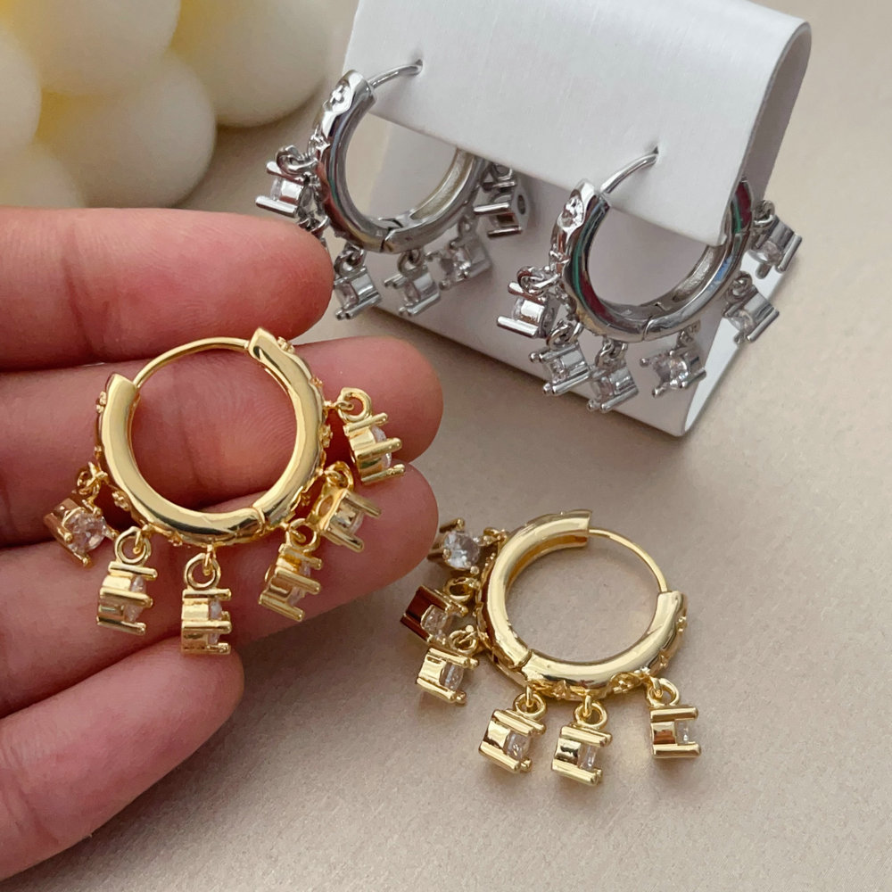 Pave zircon charm earrings