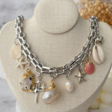 Shell charm cuban chain necklace