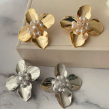 Pave flower earrings