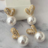 Heart pearl drop earrings