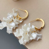 Glass shell leaf charm earrings