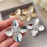 Pave flower earrings