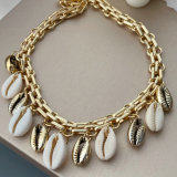 Chunky shell charm cuban chain necklace