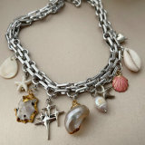 Shell charm cuban chain necklace