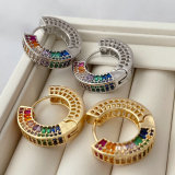 Pave zircon colorful round hoop