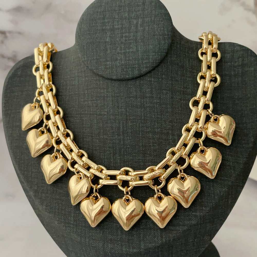 heart charm cuban chain necklace