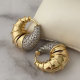 Pave chunky zircon two color earrings