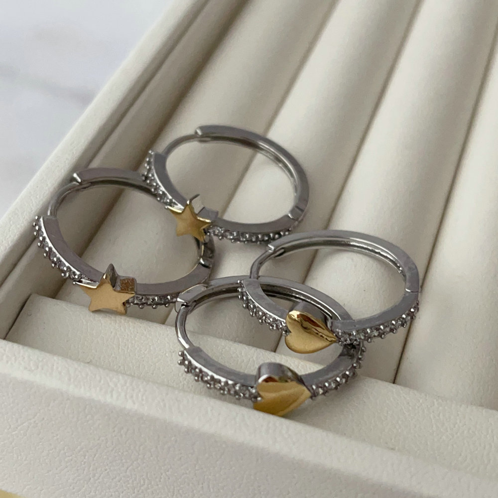 Pave star hoop