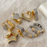 Pave two tone color star earrings