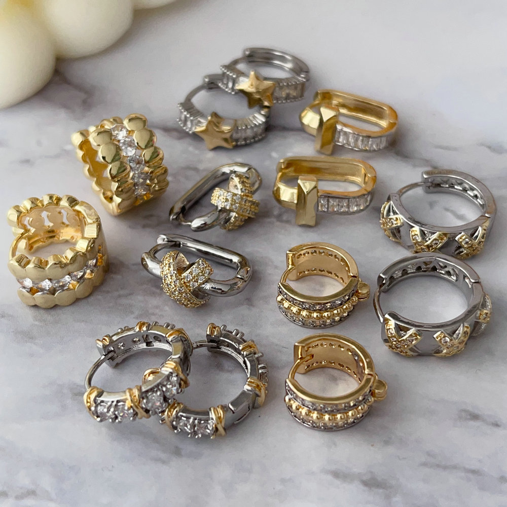 Pave two tone star earrings