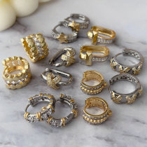 Pave two tone star earrings