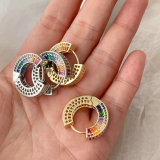 Pave zircon colorful round hoop