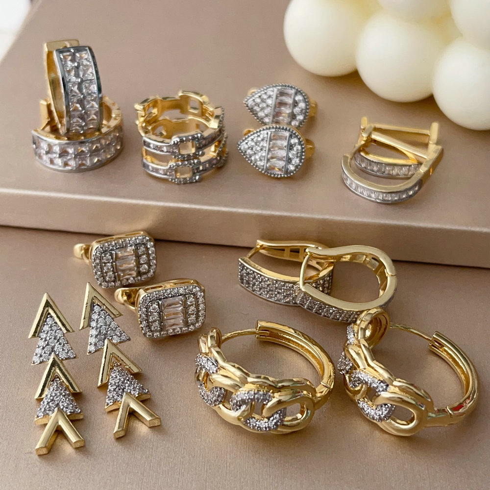 Pave two tone star earrings