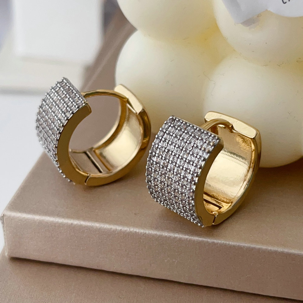 Pave two tone zircon hoop