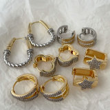 Pave two tone star earrings