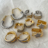 Pave two tone star earrings