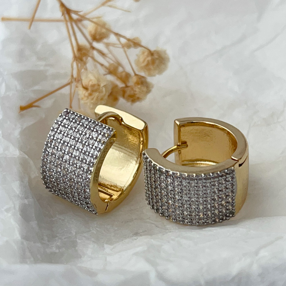 Pave two tone zircon hoop