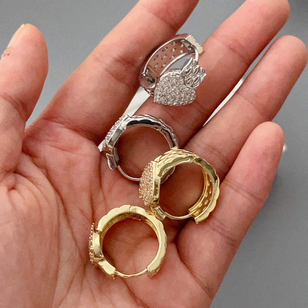 Pave heart hoop