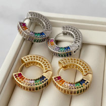 Pave zircon colorful round hoop