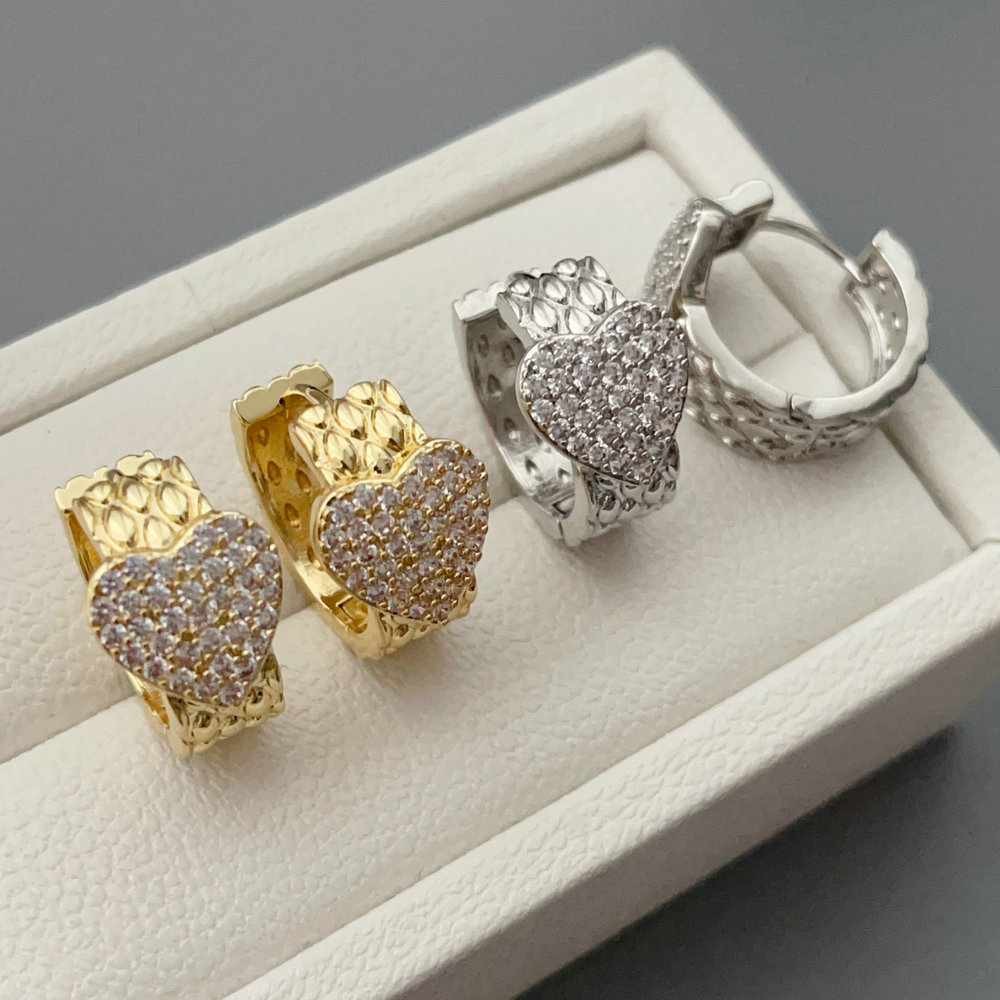 Pave heart hoop
