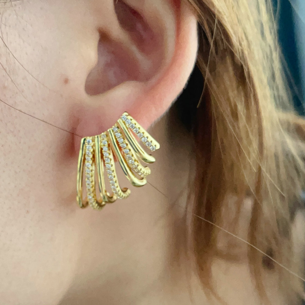 Pave fan earrings