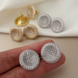 Pave zircon round shape earrings