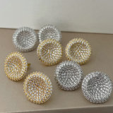 Pave zircon round shape earrings