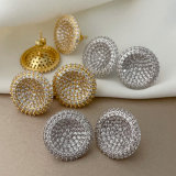 Pave zircon round shape earrings