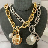 Cuban chain coin necklace