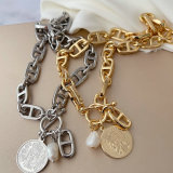 Cuban chain coin necklace