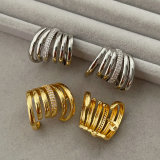 Pave chunky fan earrings
