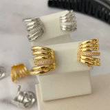 Pave chunky fan earrings