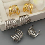 Pave chunky fan earrings