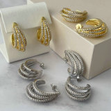 Simple zircon fan earrings